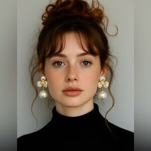 Elegant Pearl and Floral Earrings